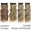 Light Blonde Long Wavy Clip On Hair Extension Synthetic Fiber Natural Wavy 4 Pieces Daily Wear Invisible Hairpiece KTB