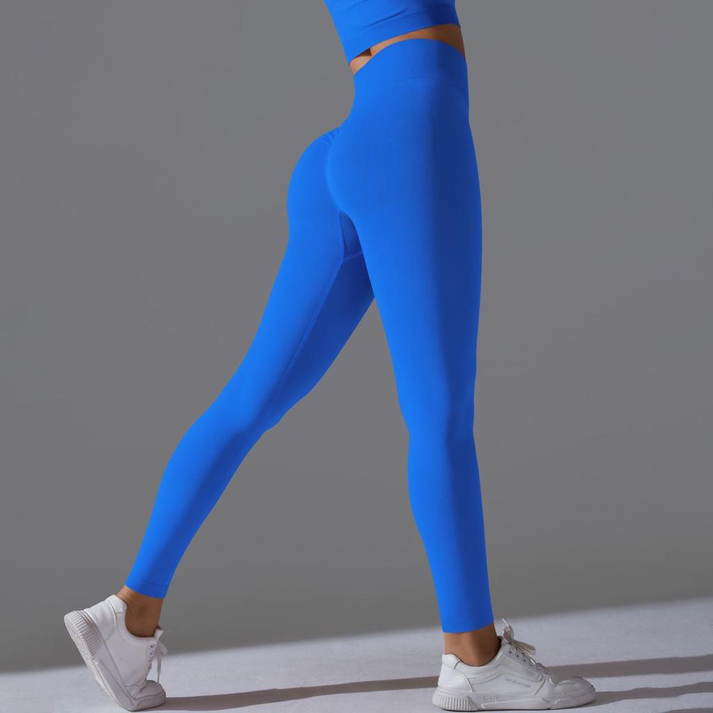 Nahtlose High-Waist Yoga-Hose mit Po-Lifting für Damen - Unifarbene Fitness- und Laufbekleidung