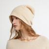 Pure Cashmere Autumn and Winter New Women's Simple Solid Color Pile Hat Warm Toe Knitted Hat
