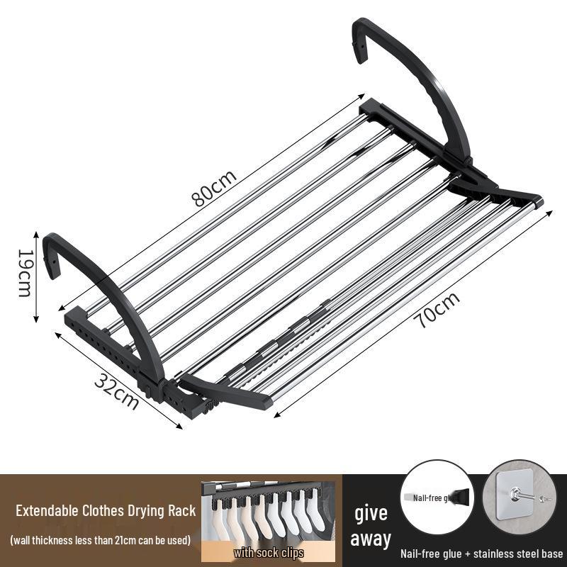 Telescopic Punch-Free Clothes & Shoe Drying Rack for Window Railings and Balcony