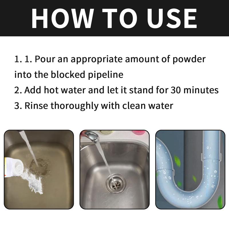 Jue-Fish Pipe Dredging Cleaner Pipe Powder Sink Drain Bottled Cleaner Toilet Kitchen Deodorization Clogging Cleaning Tool