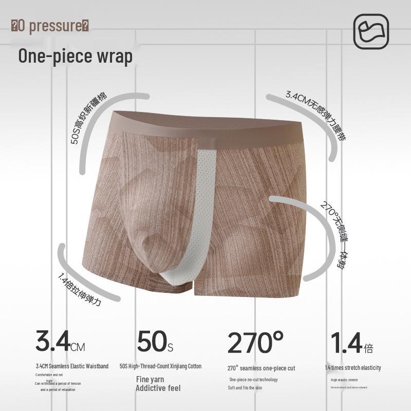 Luxury Mid-Waist Men's Breathable Antibacterial Cotton Boxer Briefs with Seamless Design