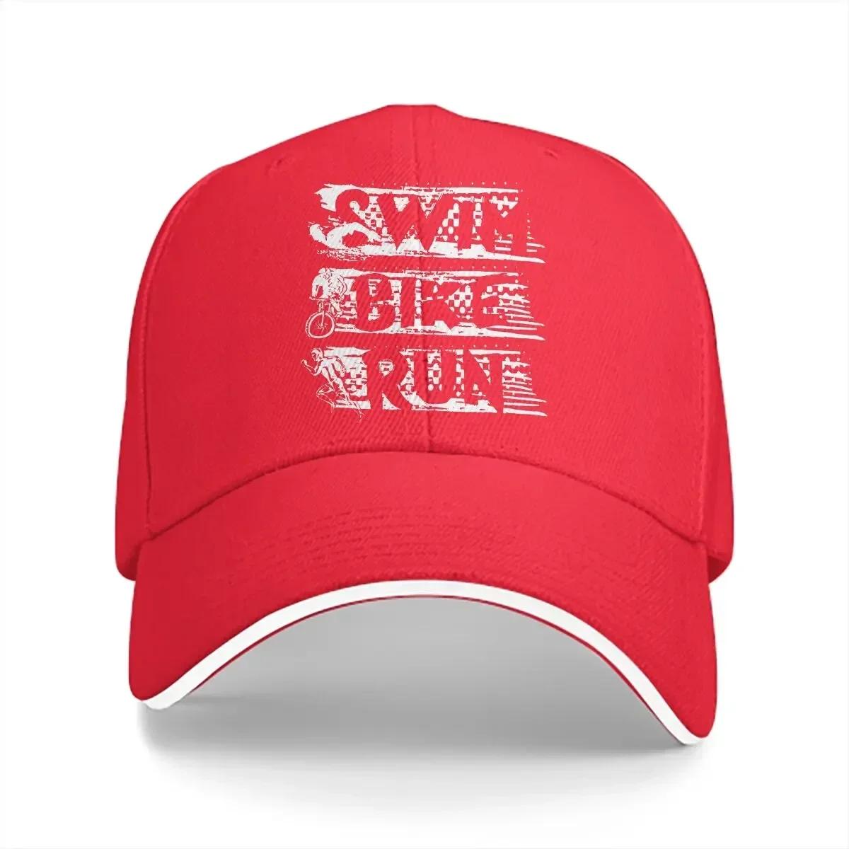 Washed Unisexs Baseball Cap Swim Bike Run Triathlete Trucker Snapback Caps Dad Hat Swim Golf Hats One Size