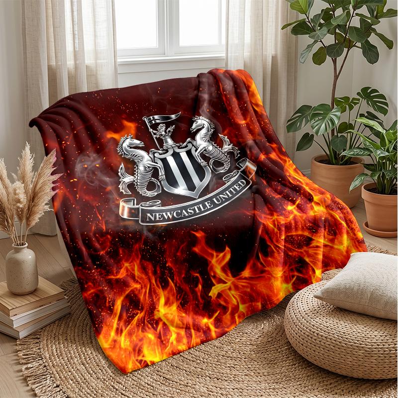Coperta in Flanella con Stampa del Newcastle United Football, Coperta Morbida Calda Leggera per Divano Letto Campeggio