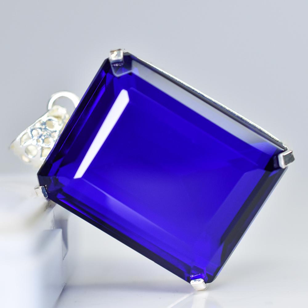 Emerald Blue Tanzanite 158 ct 925 Sterling Silver Pendant Lab-Created Gemstone Jewelry Gift
