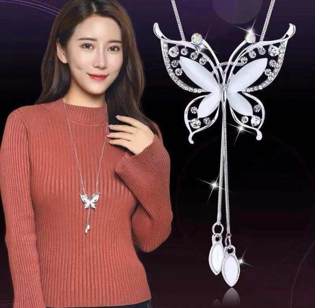Luxury Non-Fading Korean Fashion Sweater Necklace: Autumn/Winter Women's Niche Design Pendant