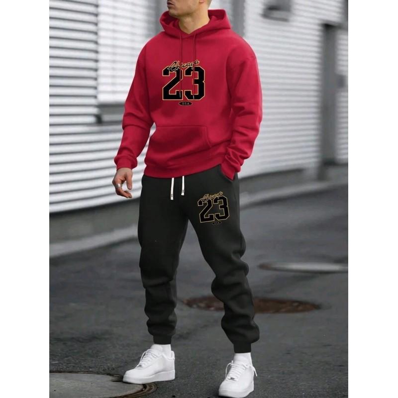 Mens Oversized Hooded Sweatshirt Set With Graphic Print Loose Fit Winter Casual Tracksuit