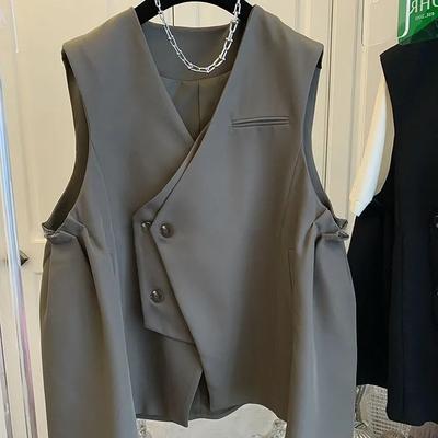 Women's Spring/Autumn Loose Casual Korean Style Suit Vest Design Unique Outerwear Top