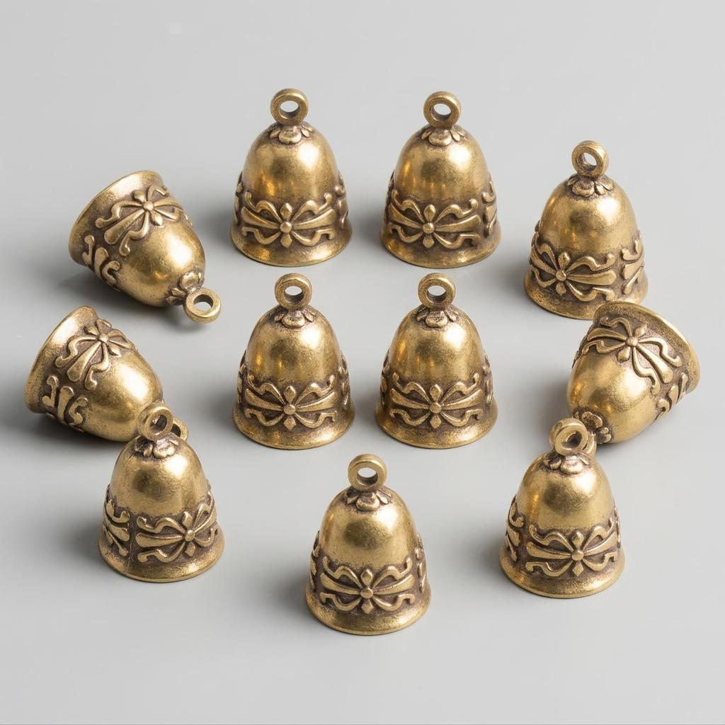 10 Pieces Bell Pendant Embossed Hardware Sturdy for Craft Projects, Hobbyists