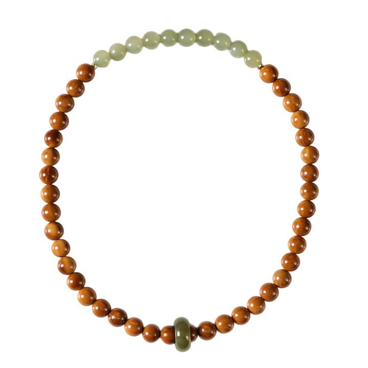 Elegant and Refined High-polish Kukhe Tianyu Jade Bracelet for Men and Women, Natural Color, Bodhi Hand-held Prayer Beads Bracelet