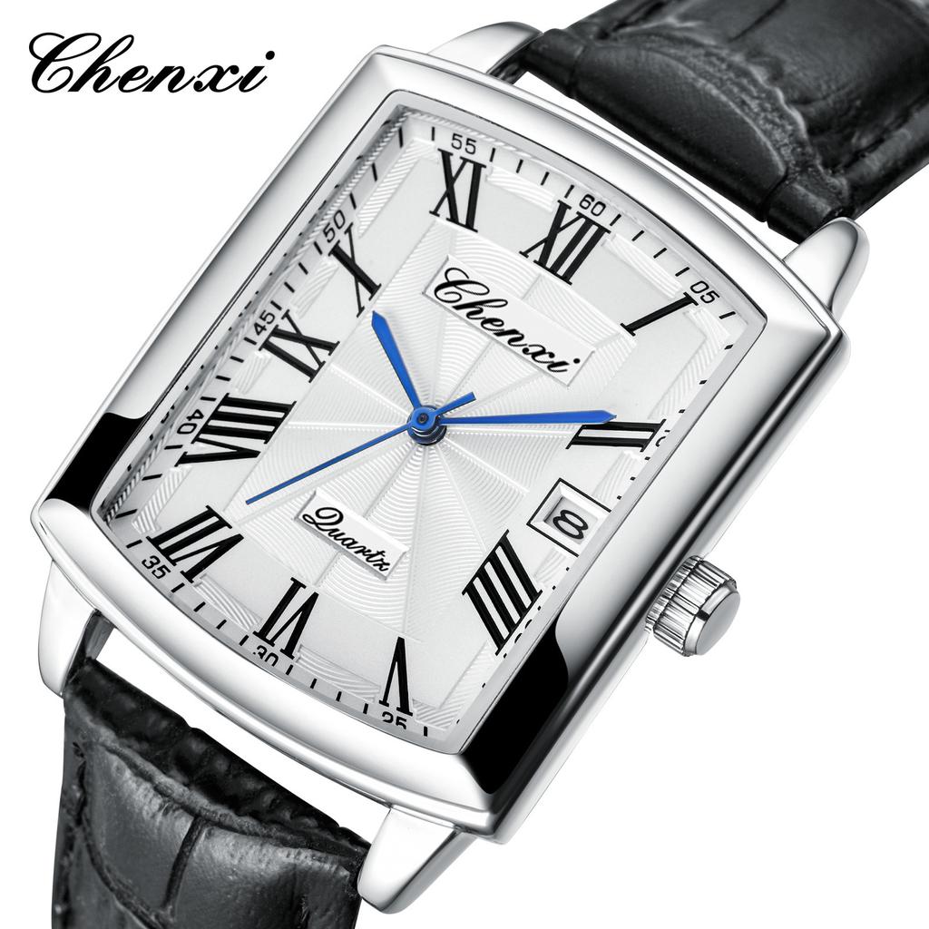 Casual Koppelhorloge Dawn Datum Kwarts Horloge Eenvoudige Vierkante Horlogeband voor Mannen en Vrouwen