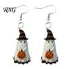 Cartoon Ghost Jewelry Cute Earrings, with Pumpkin Wizard Hat Decor, Holiday Themed Halloween Drop Lightweight Acrylic Pendant Party Earrings