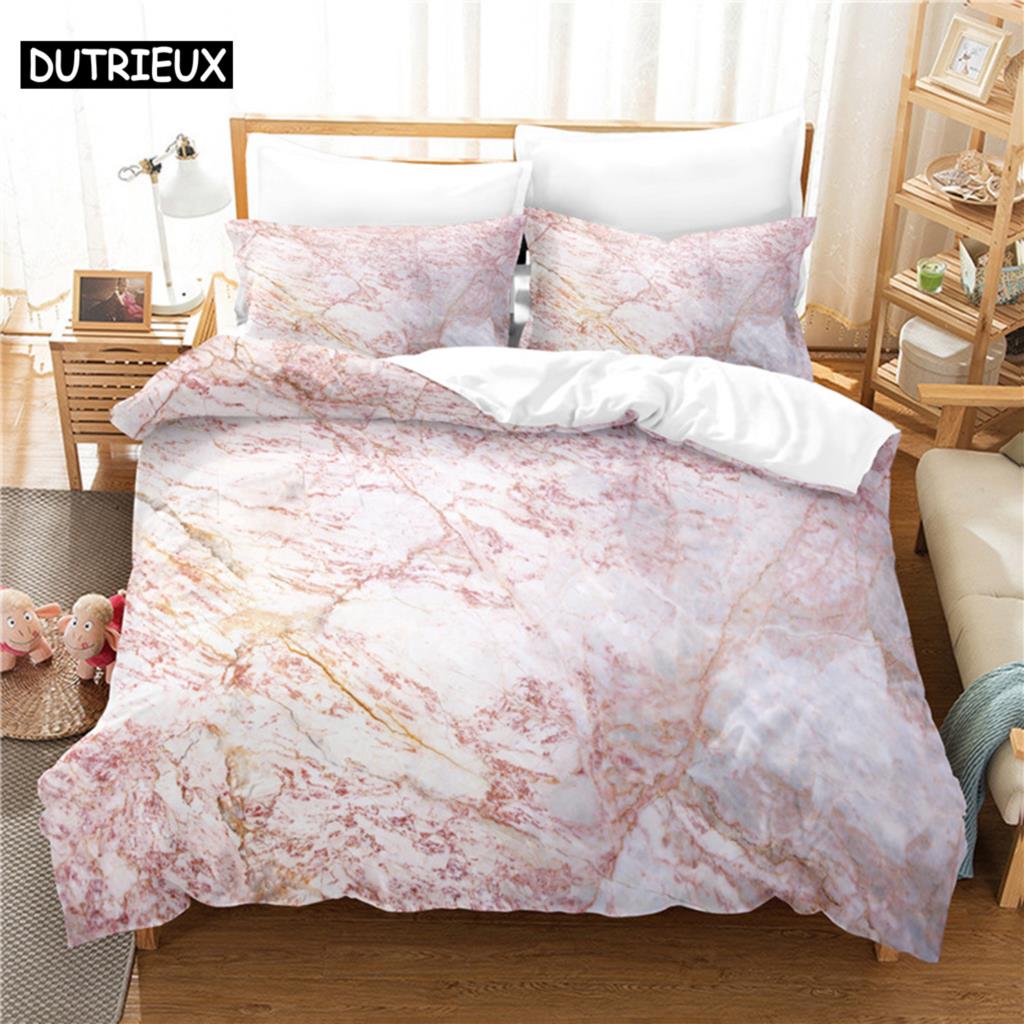 3D Digital Printing Fashion Design Marble Bedding Set, Queen - Size Duvet Cover Set (135x200cm)&set