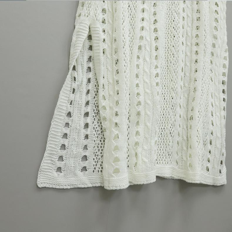 Summer Women's Knitted Beach Holiday Hollow Out Dresses Swimwear Seaside Cover Up Halter Dress