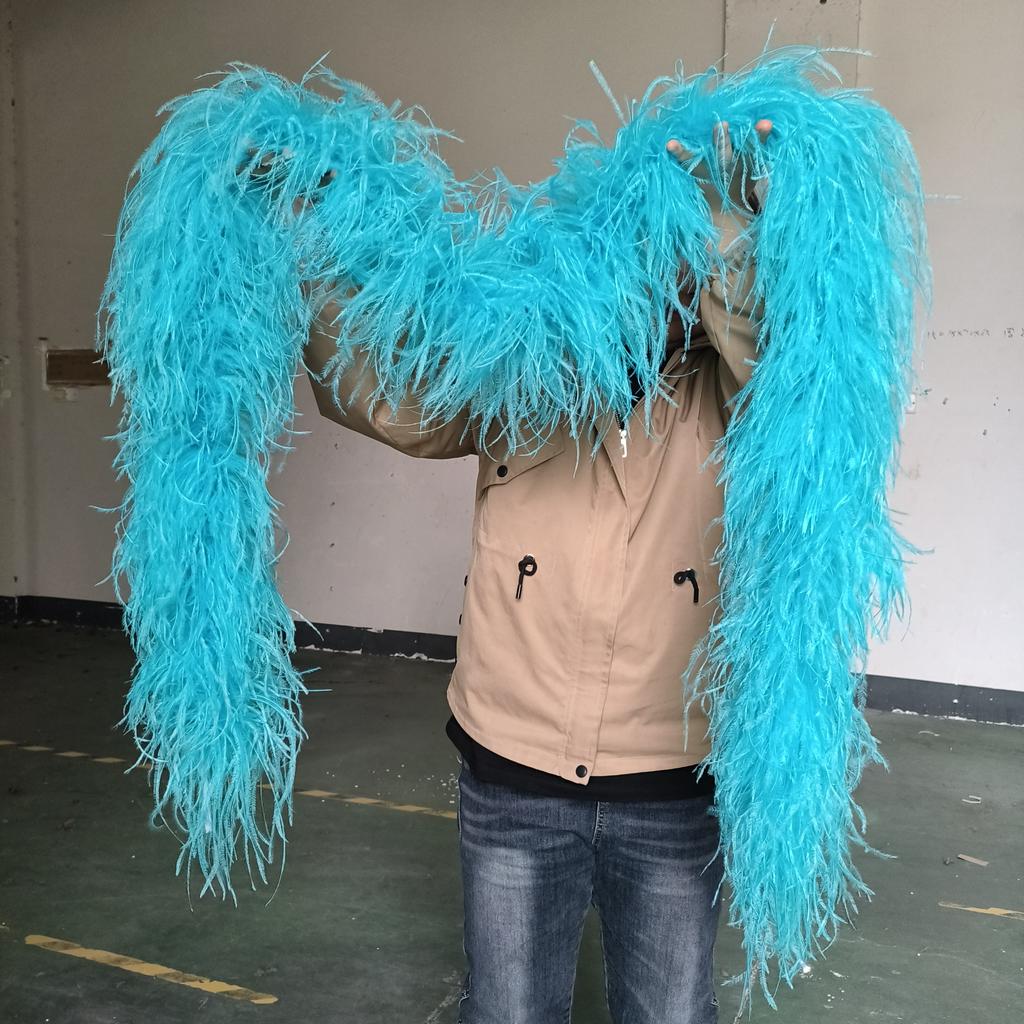 DIY 8 Ply Ostrich Feather Boas 4M for Craft Party Shawl Wedding Drees Clothes Carnival Stage Decor Fluffy Ostrich Plumes Scarf Trim