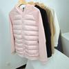 (recommended for couples) Splicing sweater hat for men and women couples down jacket% white duck down thin knitted