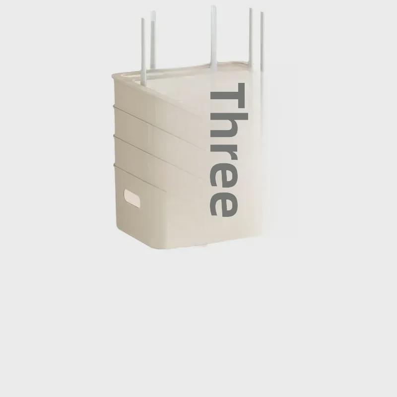 Wielowarstwowe pudełko do przechowywania w stylu kremowym na routery WiFi i półki na dekodery TV