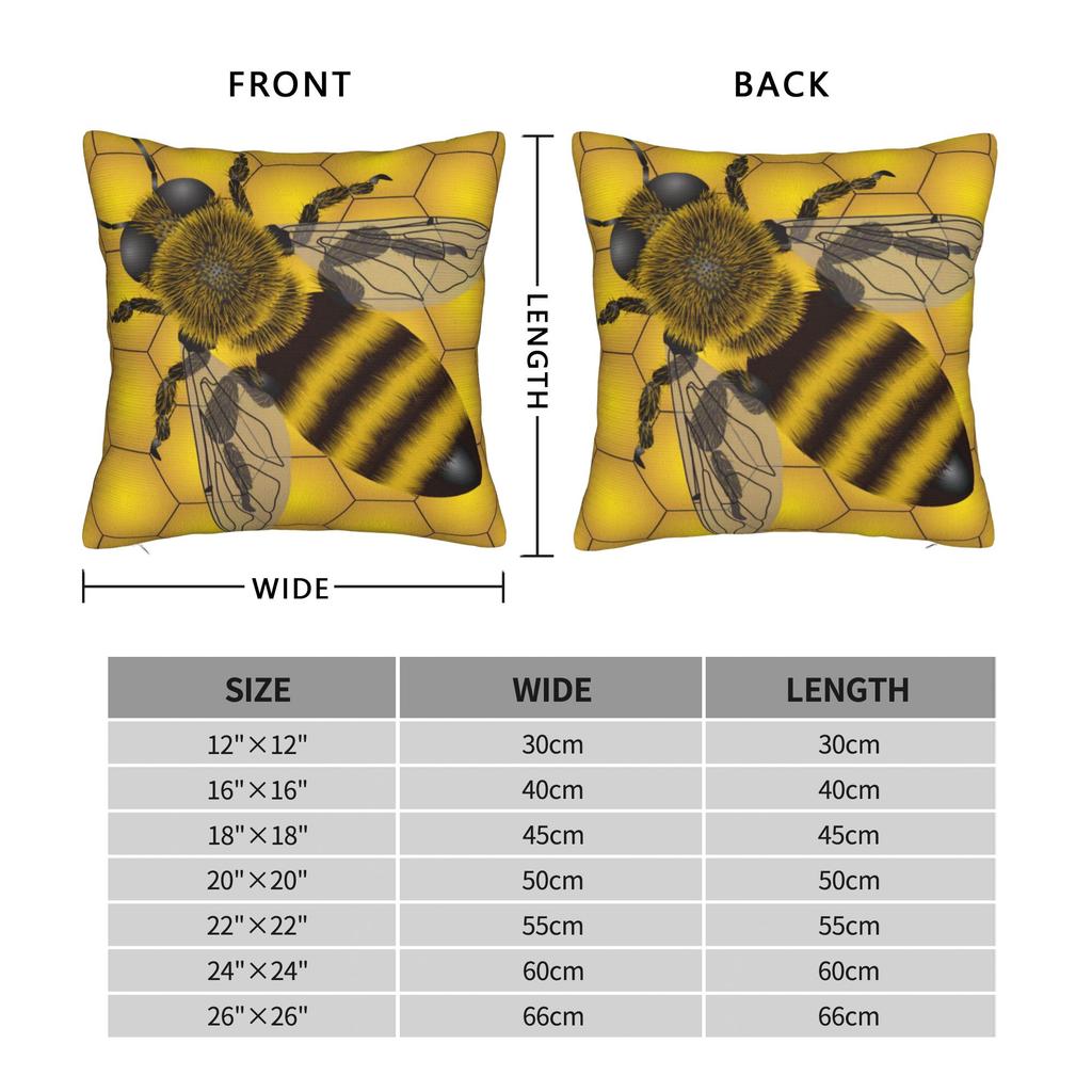 Pillow Cover Bee Pattern Honeycomb Kawaii Pillow Case For Sofa Couch Bed Living Room Pillowcases