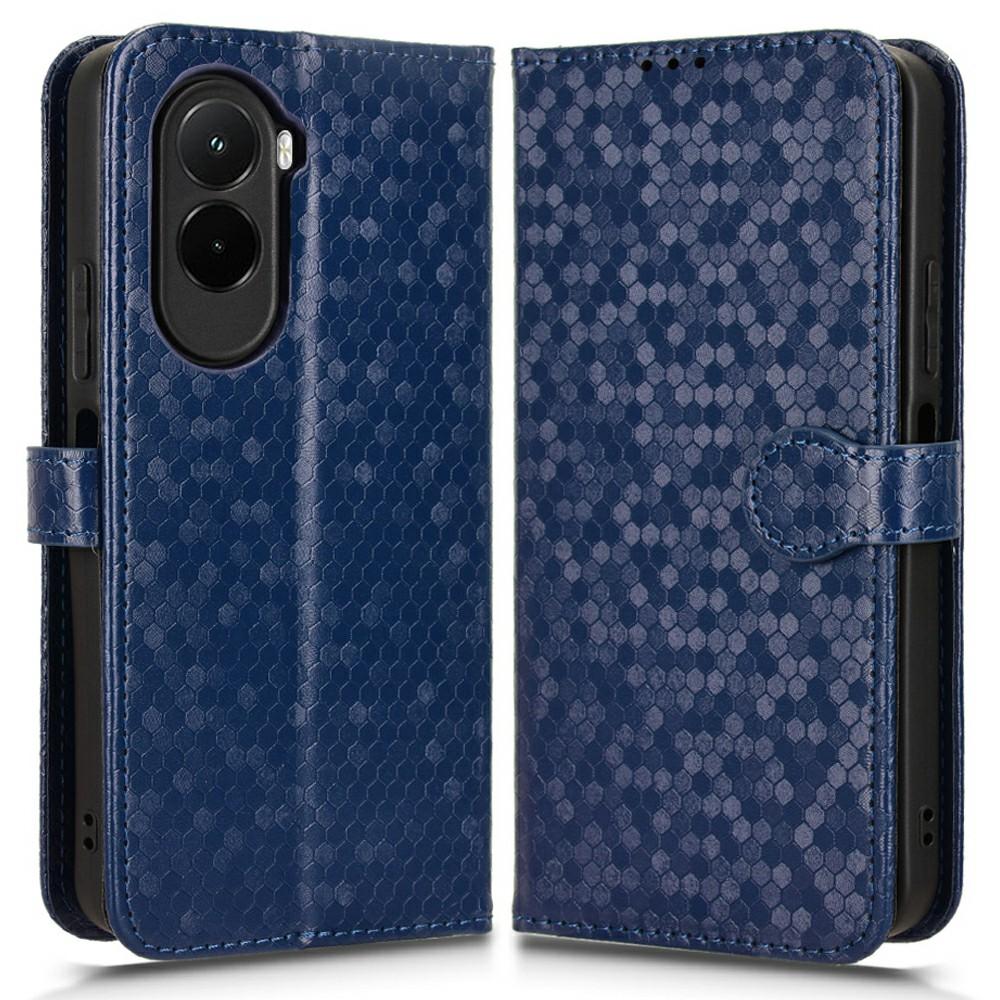 Para Xiaomi Poco M7 4G (eu) (171mm) Capa Carteira com Impressão de Padrão de Pontos Couro PU Capa de Celular com Alça de Pulso