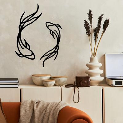 Stilvolle 1-teilige Feng-Fisch-Metallskulptur, minimalistisches Linienkunst-Meisterwerk, wunderschöne Wanddekoration aus Metall und abstrakte Kampffischkunst