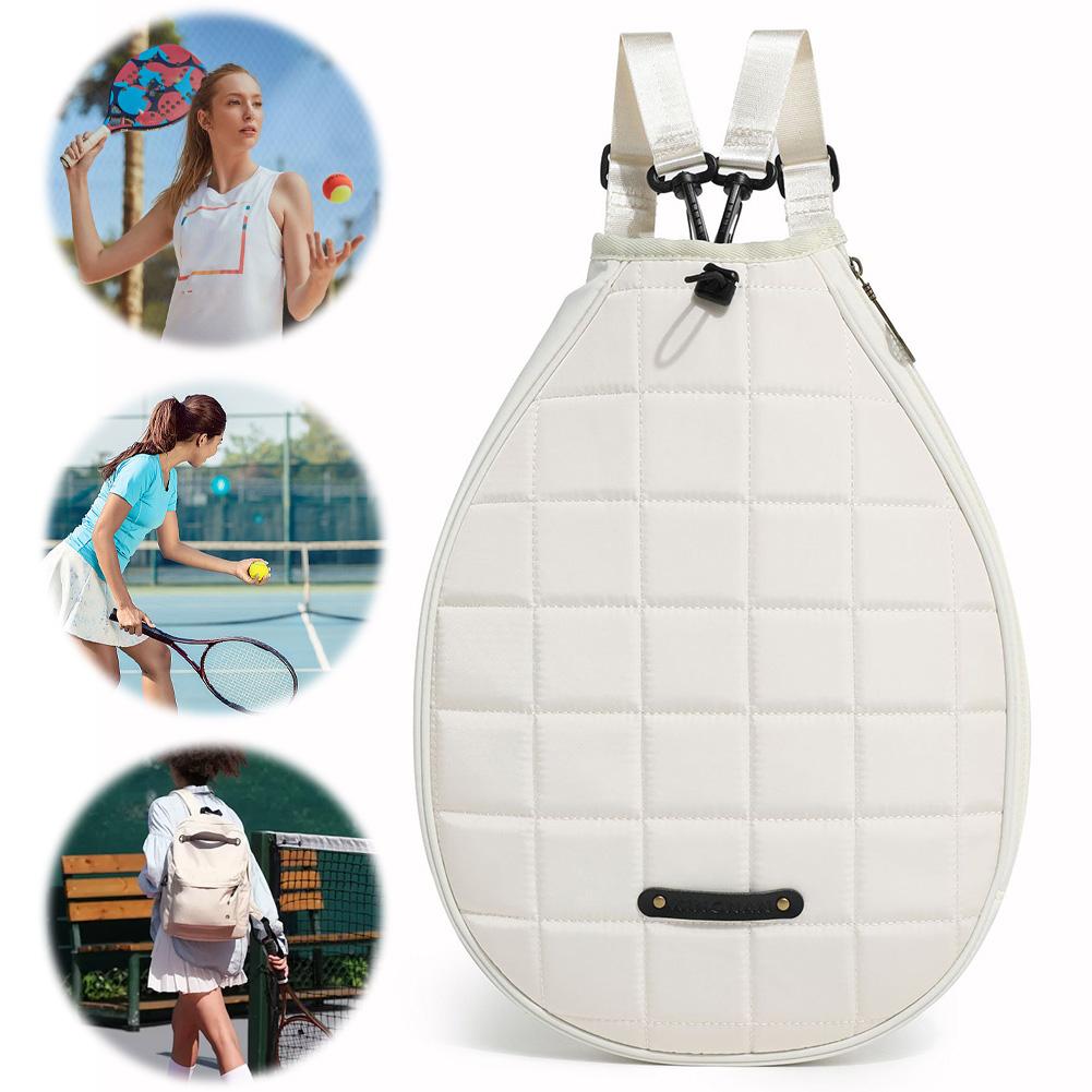 Quilted Tennis Backpack Waterproof Tennis Racket Carrying Bag Zipper Closure Pickleball Paddles Shoulder Bag for Women Men