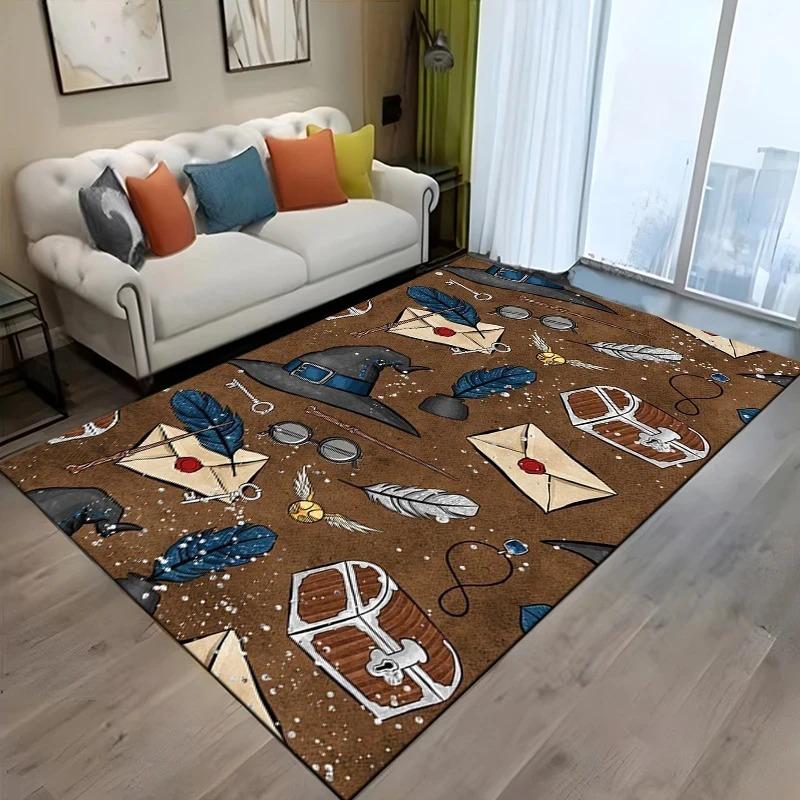 Tappeto Soggiorno con Motivo Horror Tappeti Mago Divinazione Gatto Zucca Tappeto Morbido Decorazione Camera da Letto Tappetino Antiscivolo Area Bagno