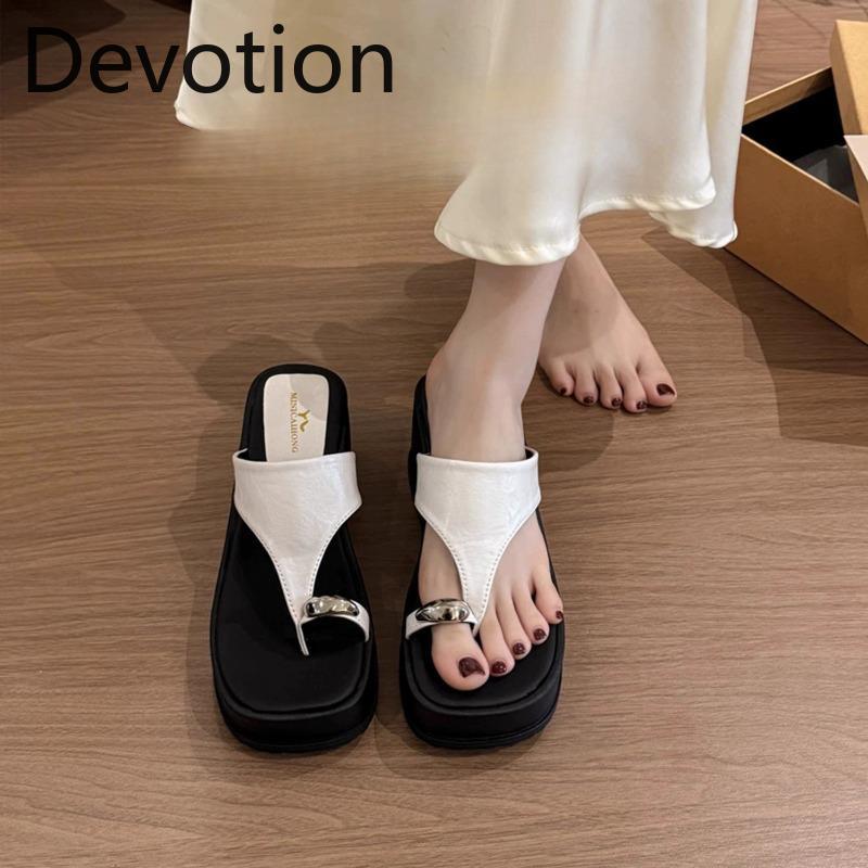 Thick-soled Height-increasing Shoes Women's Shoes Flip-flops New Wedge Heels High-heeled Sandals Devotion