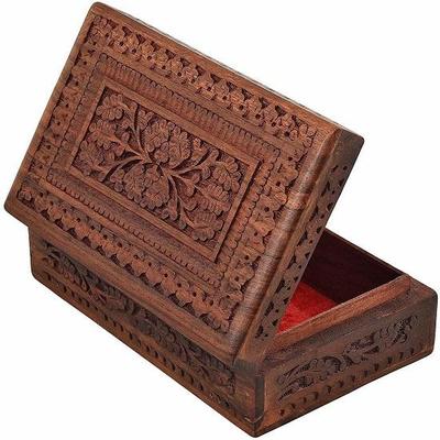 Wood Carving Jewelry Box  Decorative Case Storage Box Set Large