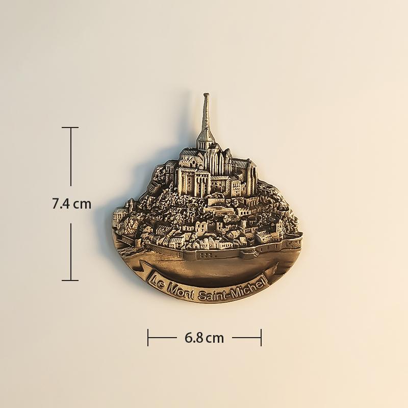 

France Mont Saint Michel Metal 3D Stereoscopic Tourism souvenirs Resin painting Decoration home Refrigerator magnets