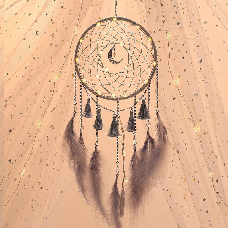 Obří lapač snů Měsíc - Boho větrný zvonkohra do dívčího pokoje, Tkané umění Narozeninový dárek