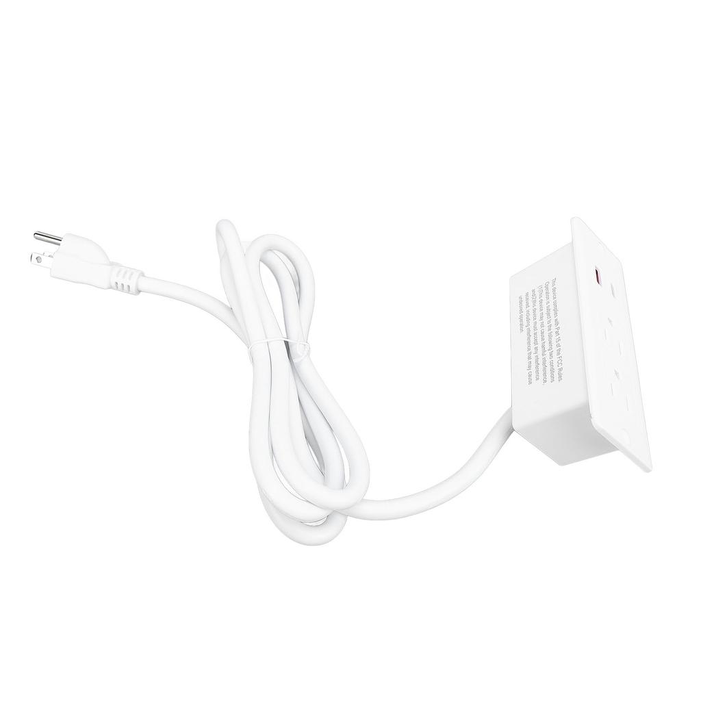 Recessed Power Strip 2 Outlets 1 USB C 1 USB A Ports Fast Charging Desk Outlet with 1.5m Cord for