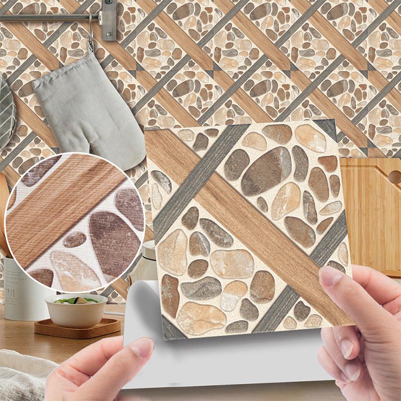 20Pcs Waterproof Wall Stickers Imitation Wood Grain Tile Floor Wall Sticker Self Adhesive Living Room Bathroom Home Decor