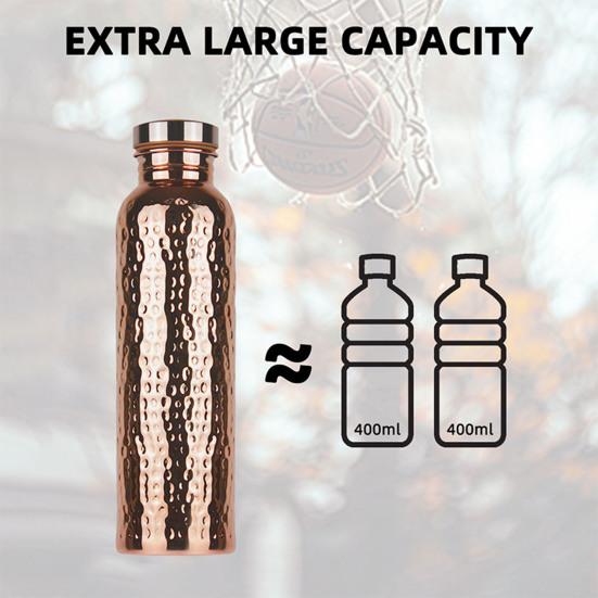 800ML Copper Sports Water Bottle Hammer Pattern Large Capacity Leakproof Portable Outdoor Cycling Gym Fitness Travel Electroplating Drinking Cup