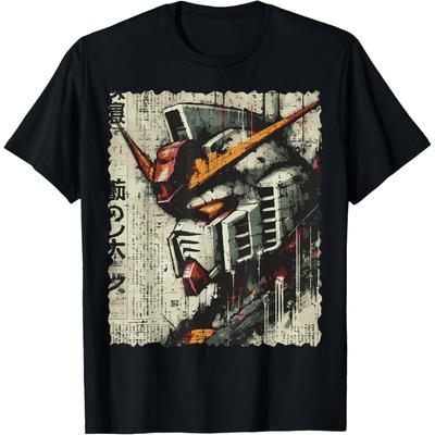 Japońska Głowa Robota Mecha Vintage Anime Art Męska Chłopięca Dziecięca Koszulka