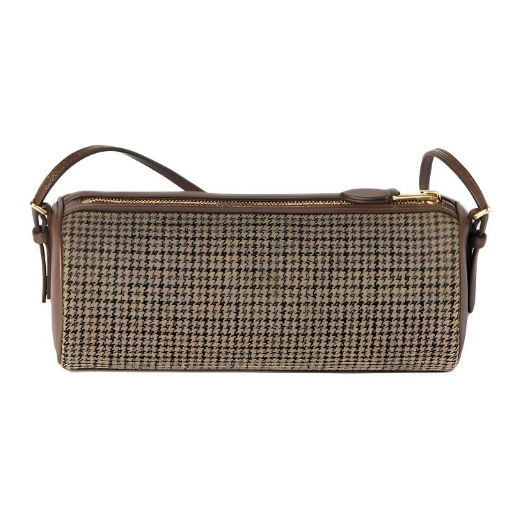 MIU MIU Leder Logo Stoff Umhängetasche Damen Umhängetasche Dunkelbraun 5NE851_2DU5_F0324