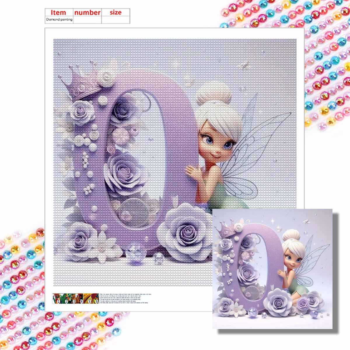 

Алмазная живопись своими руками Круглый алмаз Эльф Буква О Полная алмазная мозаика Украшение для дома Живопись Набор для вышивания крестом Round 20x20cm