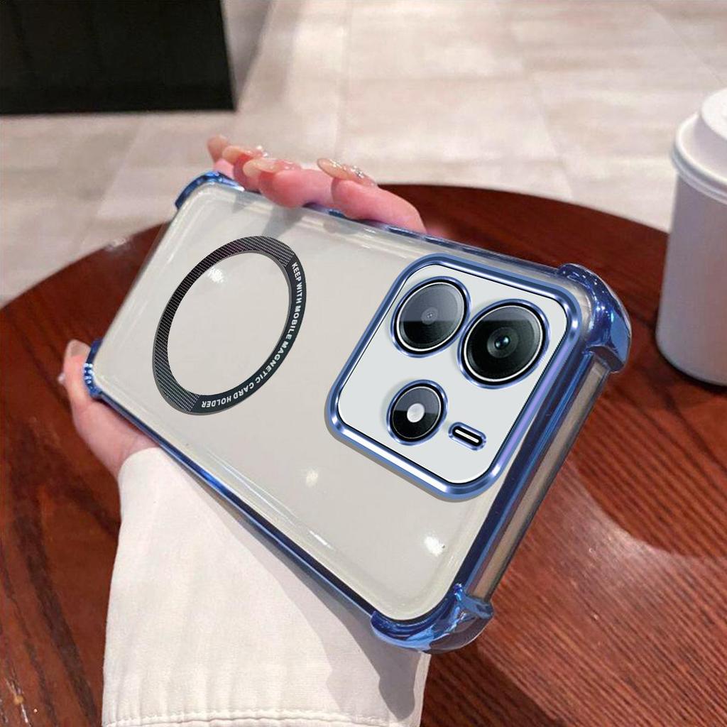 Case for Xiaomi Redmi Note 14 5G,14 4G Clear Magnetic Casing Electroplated Lens Frame Phone Cover