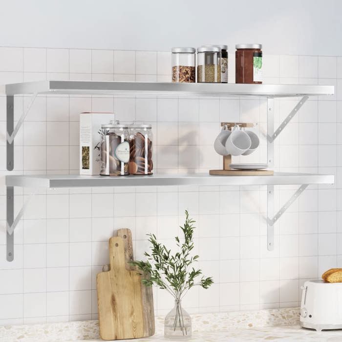 VidaXL Wall Shelves 2 Pcs 100x40 Cm Silver Stainless Steel, Floating Shelf, Wall Display Shelf, Panel 3214502