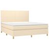3142190 vidaXL Lit à sommier tapissier avec matelas Crème 160x200 cm Tissu