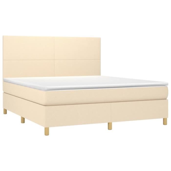 3142190 vidaXL Lit à sommier tapissier avec matelas Crème 160x200 cm Tissu