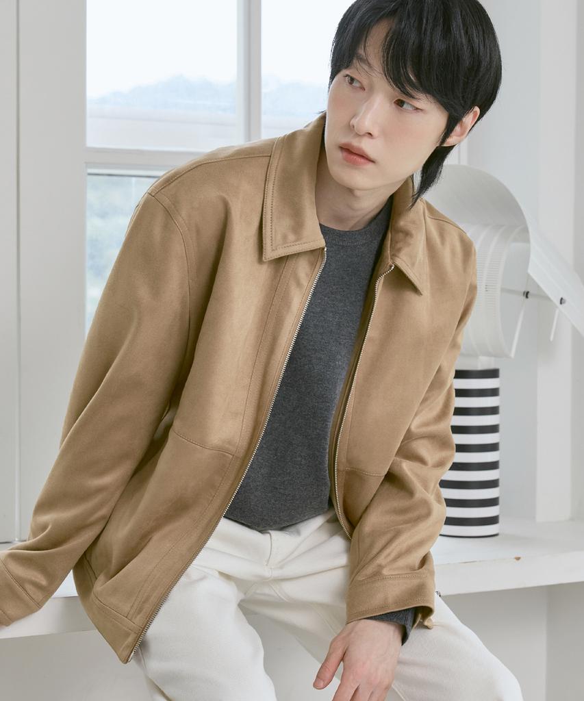 210Edit Men'S Vegan Suede Trucker Jacket [Camel]_Zg1Jp100