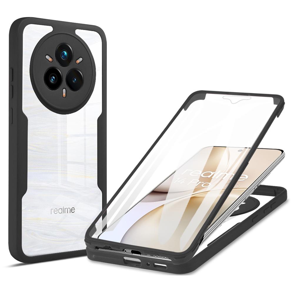

Для Realme 14 Pro 5G Чехол Акрил+ТПУ Прозрачная Крышка Телефона с ПЭТ Защитной Пленкой для Экрана Black