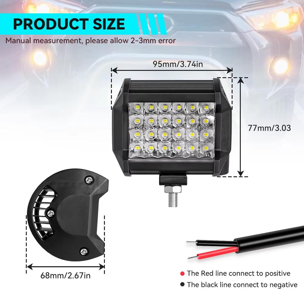 1/2Pcs LED Pod Lights Spot Flood Combo LED Fog Driving 4x4 Off Road Lights Work Lights for Truck Boat ATV UTV
