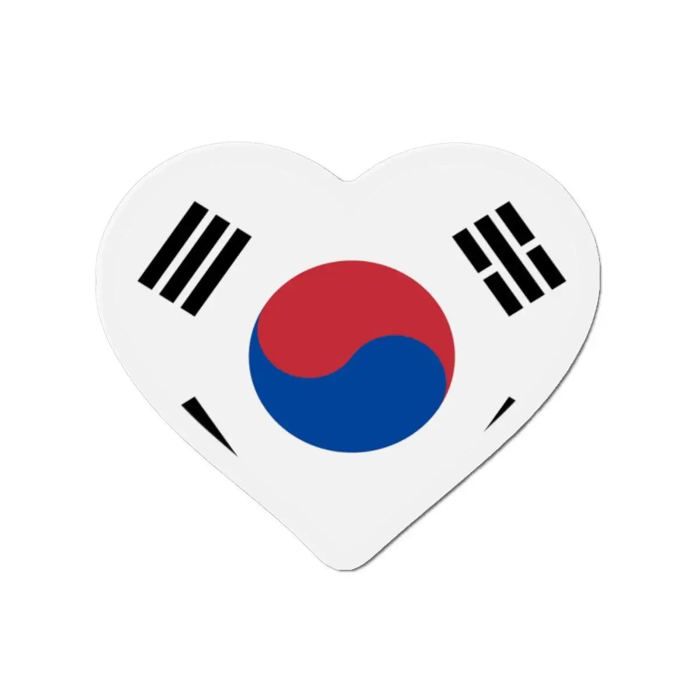 Aimant Coeur Drapeau Corée du Sud - Multicolore - 9 cm - 50 pièces - Résine synthétique - Mixte