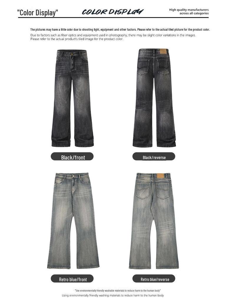 Xxbro Herren Amerikanische High Street Gewaschene Bambus-Baumwolle Schlaghose mit weitem Bein
