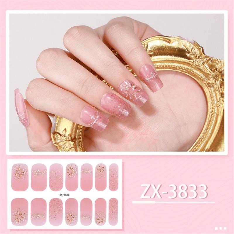 Nail Polish Stickers Self-Adhesive Nail Sticker Manicure Sticker Waterproof Full Wrap Nail Strips with Nail File
