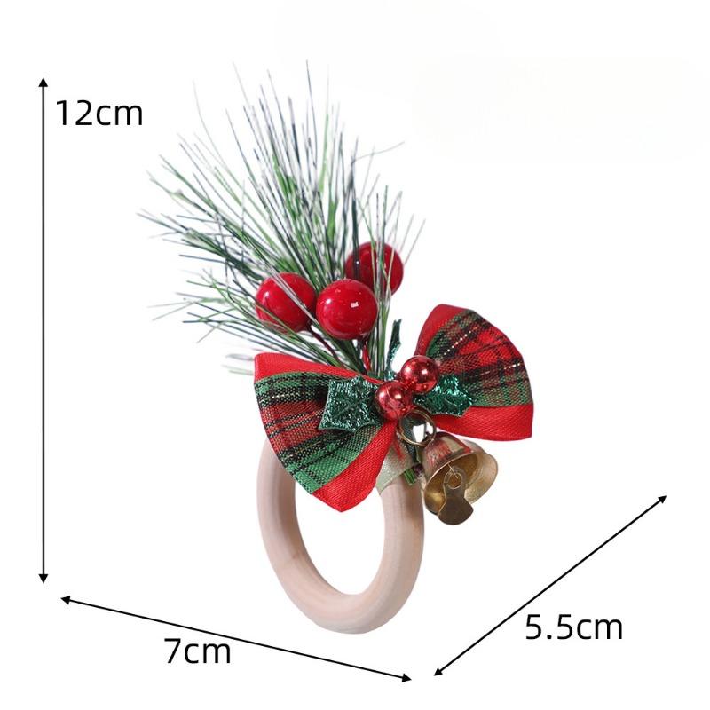 Christmas Napkin Rings Wooden Napkin Buttons for Christmas Hotel TablesHoliday Pinecone Bells Handmade Napkin Rings