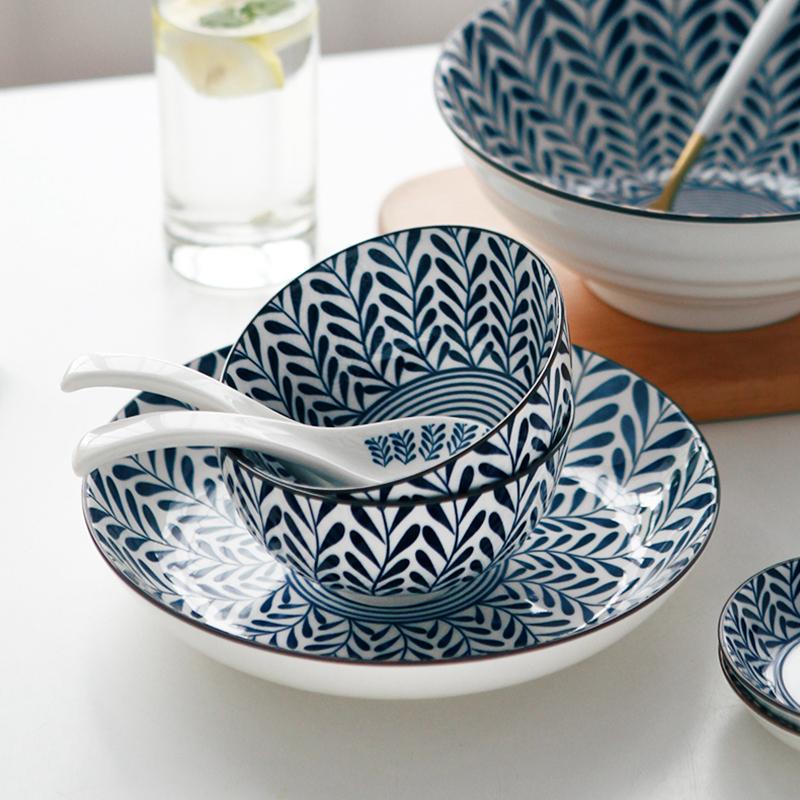 Japán étkészlet Kerámia tészta tál rizsleves tál kínai konyha Ramen tál zabpehely tál Mikrohullámú sütőben használható