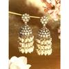 Gold Tone Kundan & Cluster Pearl Drop Traditional Jhumka Earring For Women
