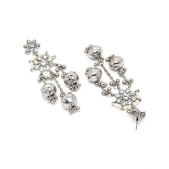 Комплект ожерелья-колье Kundan из окисленного серебра с дизайнерскими серебряными — фото 7